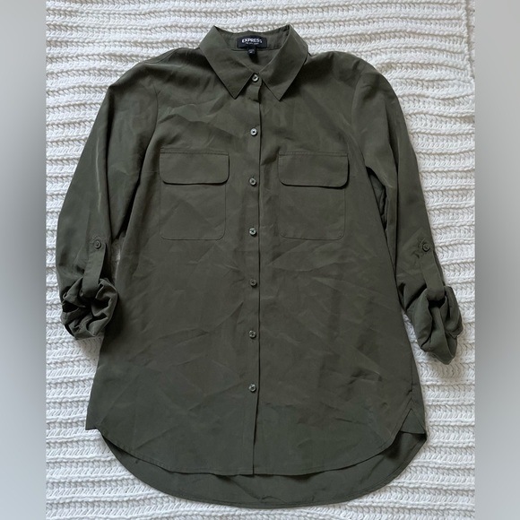 Express Tops - Express the city dark Olive Green blouse